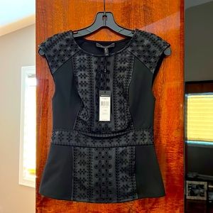 BCGG PEPLUM FAUX LEATHER/Poly Black Peplum top